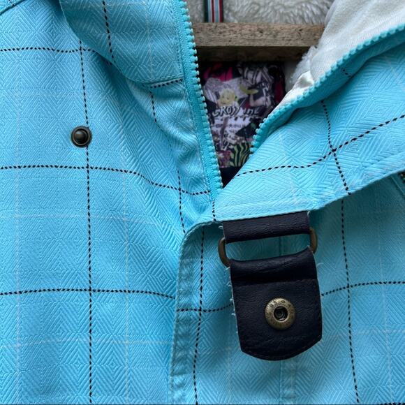 Burton Dream DryRide blue plaid faux fur lined snowboard coat jacket - Picture 7 of 11